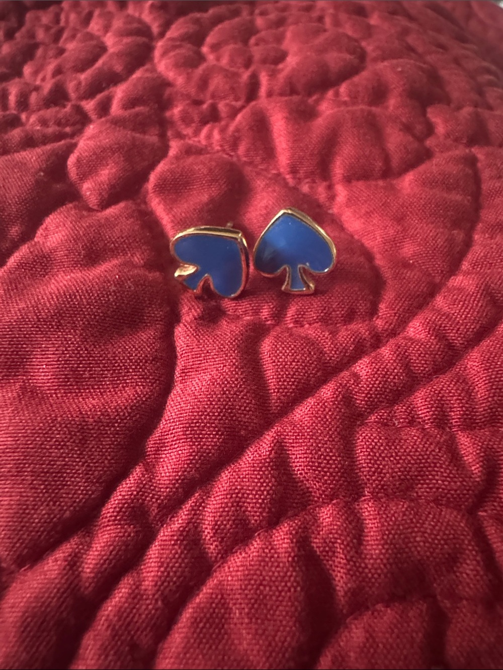 kate spade Gold-Tone Navy Spade Stud Earrings